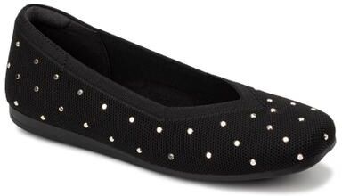 Women's Niki Stretch Knit Flat by Ros Hommerson in Black Knit Studs (Size 9 M)