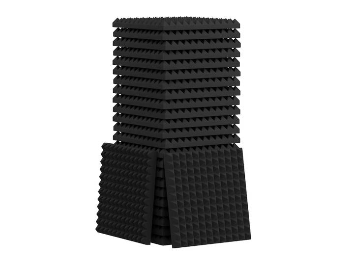 Akustikschaumplatte Pyramiden 24er Set 30 x 30 cm schwarz