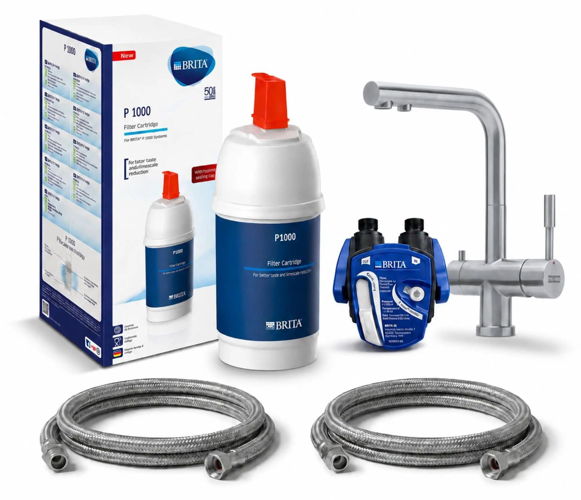 FRANKE 3-Wege-Wasserhahn - Set mit BRITA P1000 Untertisch-Wasserfilter