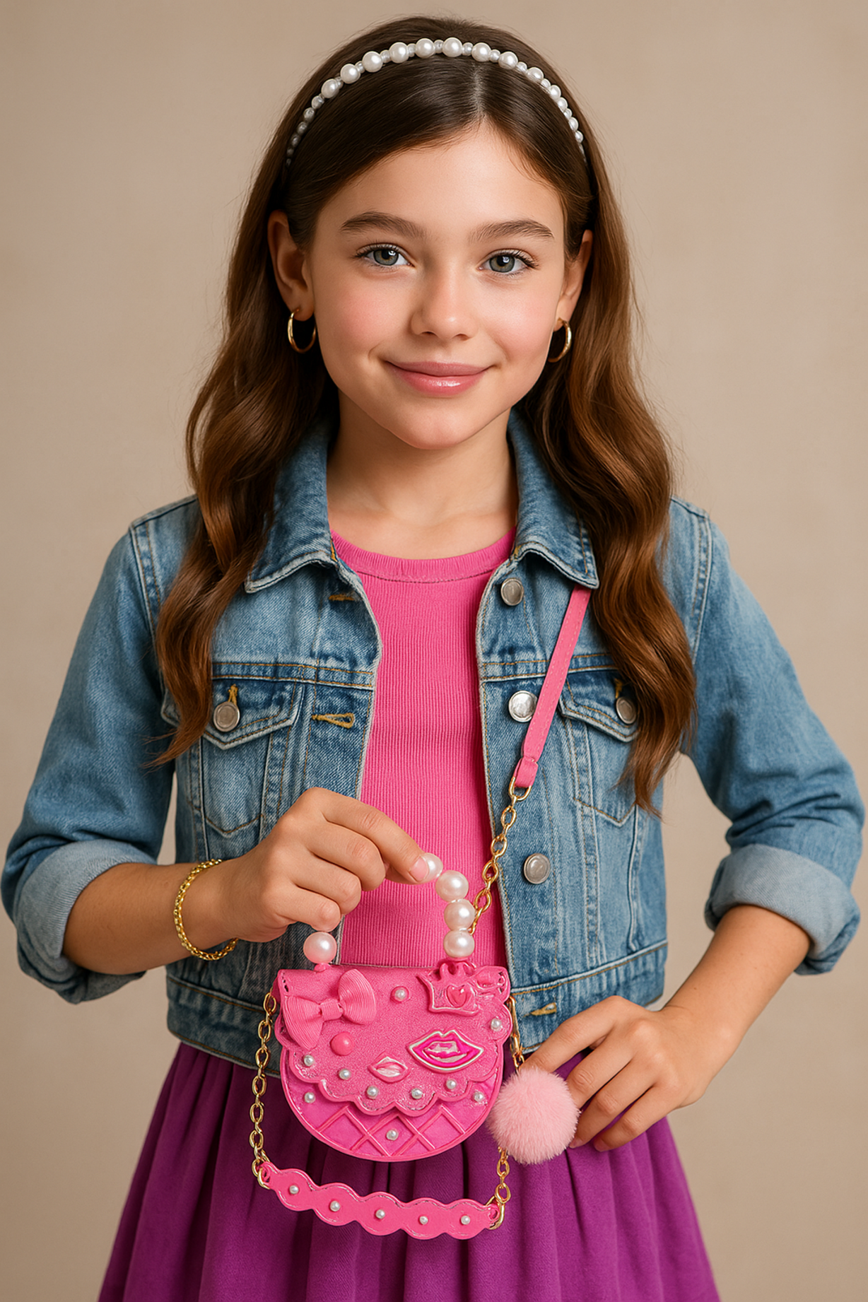 My Vibe Style My Bag Luscious Bloom DIY Mini Handbag for Kids, Sparkly Pink, Mini Size