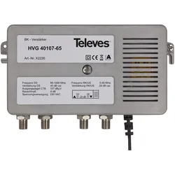 Televes Verstärker HVG40107-65 40dB CTB 107dB RK 28dB (Verstärker), SAT Zubehör, Grau