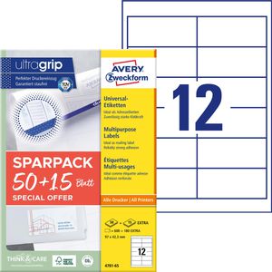 Zweckform Universaletiketten 4781-65, weiß, 97 x 42,3mm, 65 Blatt, 780 Stück