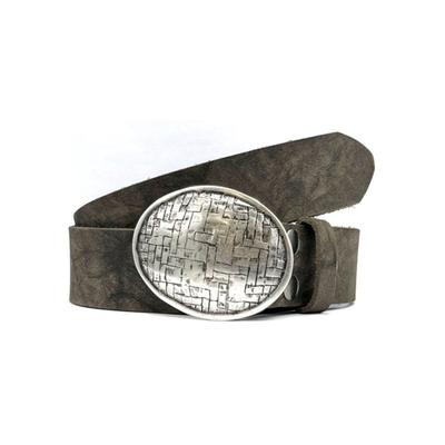 Koppelgürtel RETTUNGSRING GÜRTEL, Damen, Gr. 85, grau, Rindsleder, unifarben, Gürtel Koppelgürtel, Vintage-Optik, Vollrindleder