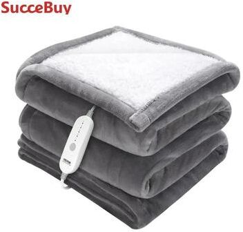 Inspired Living SucceBuy Electric Heated Throw Blanket With Timer Soft Flannel Sherpa Comfort, 5 Heat Levels 72x84in