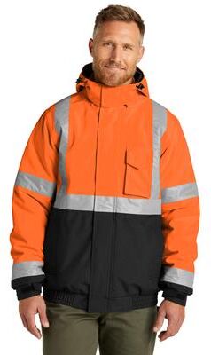 CornerStone CSJ500 ANSI 107 Class 3 Economy Waterproof Insulated Bomber Jacket in Safety Orange size Medium   Polyester