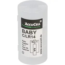 AccuCell Universal Baby C Adapter für je 1x Mignon/AA auf Größe Baby, C, LR14, FR14 – Batteriehalter AA Mignon (Kunststoff)