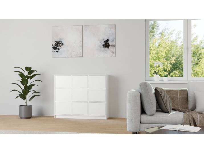 Stylishe Schubladenkommode MDF Beschichtet MDF Weiß matt