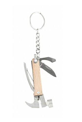 Kikkerland Mini Hammer Tool multifunctioneel hamer gereedschap 5-in-1 sleutelhanger van hout KR13-W