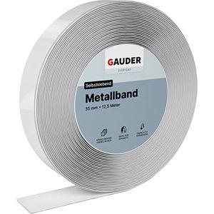 Gauder Magnetband Metallband, weiß, Ferroband, selbstklebend, 1mm Stärke, 35mm x 12,5m