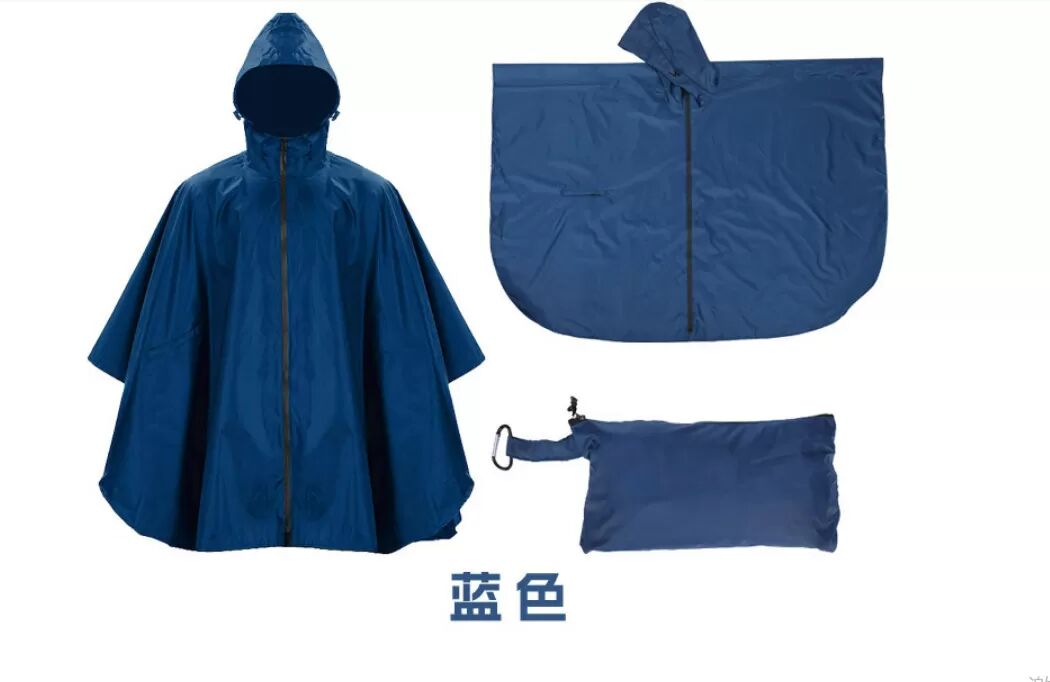 INF Wasserdichter Wanderregenponcho mit Kapuze, leichter Regenmantel für Outdoor-Camping Blau