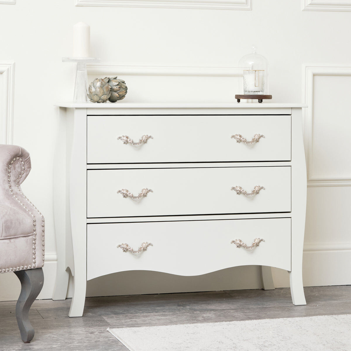 Large 3 Drawer Chest of Drawers - Elizabeth Ivory Range Material: Furniture/Furniture Ranges/Elizabeth Range/Elizabeth Ivory Range