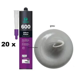 20 x Ramsauer 600 1K Silikon Klebstoff 395g Kartusche grau