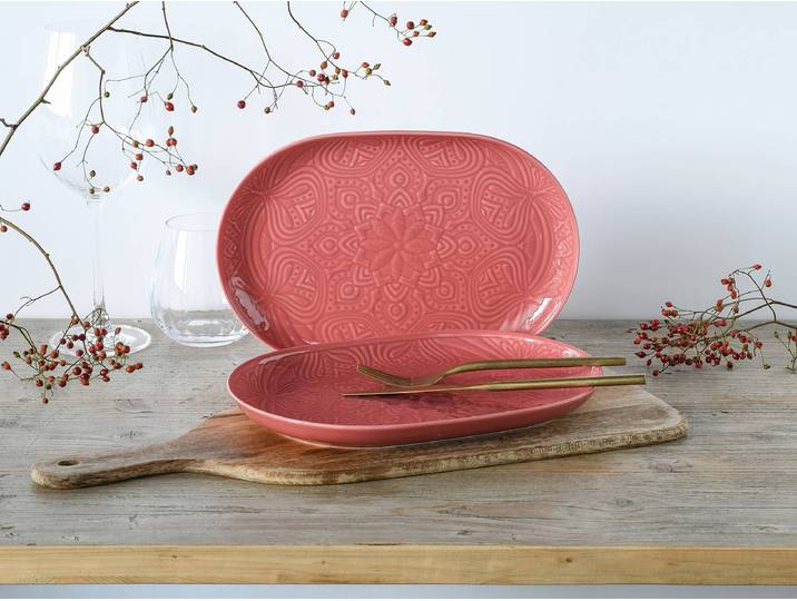 Plateaux de service Orient Mandala 2 28cm Rouge/Rouge