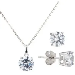 DIAMONIQUE® Anhänger & Ohrstecker Set mindestens = 3,50ct Silber rhodiniert
