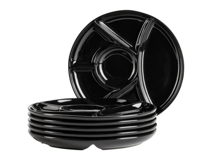 TELLERSET Schwarz, 6-teilig