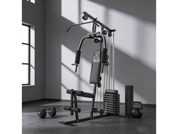 HOMCOM Station Musculation 45kg Poids Total Entraînement Complet