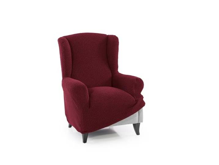 FAVERTI® Super elastischer Bezug für Ohrensessel, 1-Sitzer, 70 bis 100 cm, Modell Novele, Bordeaux, hochwertiger Schutz aus Jacquard-Stoff, Baumwoll-Touch, Ohrensesselschutz
