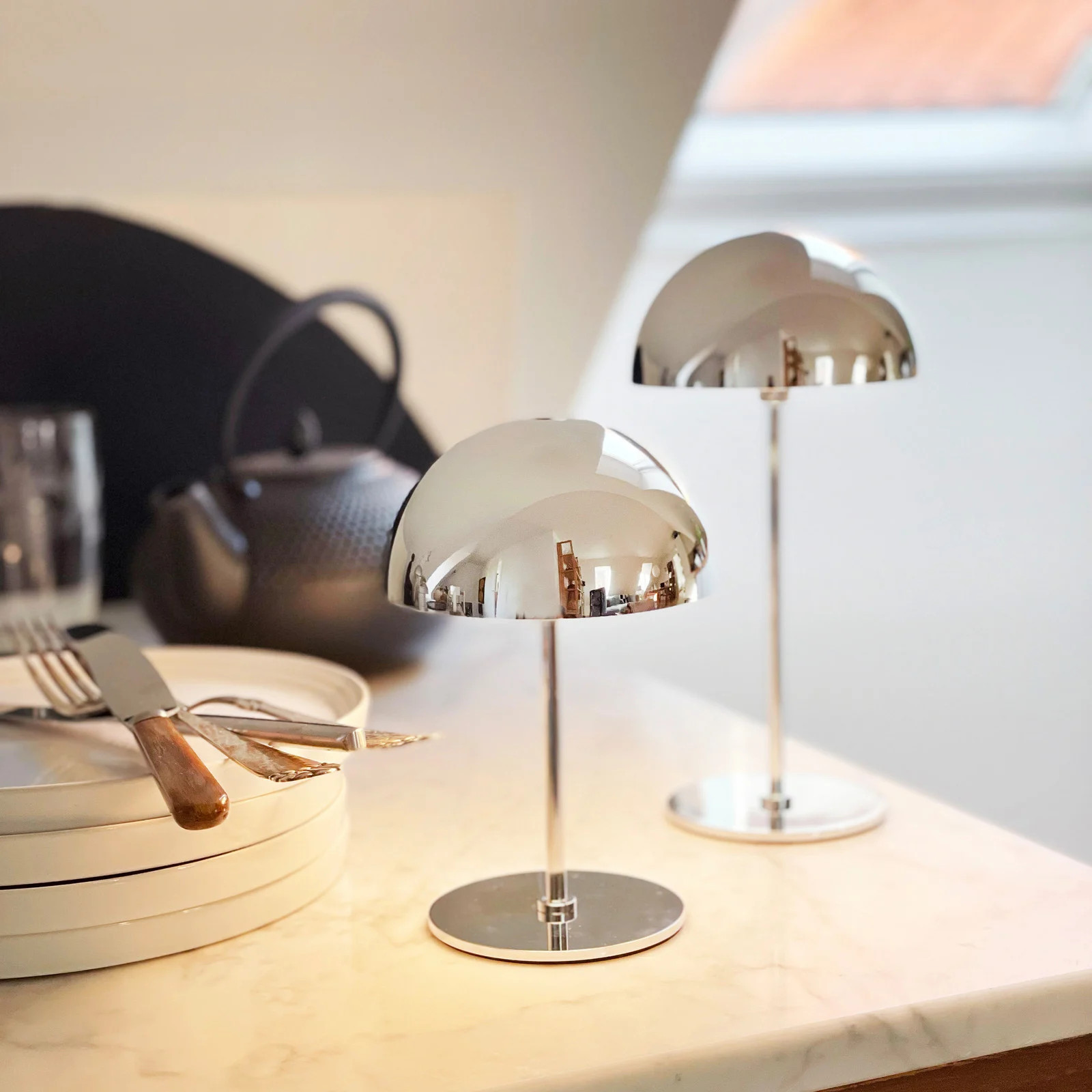 Dyberg Larsen Along Draagbare Tafellamp 2 stuks - Chroom - Metaal