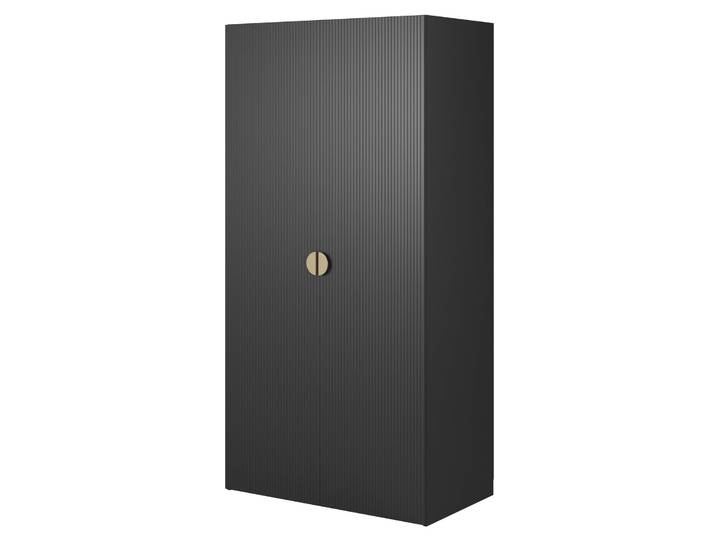 Zweittüriger Kleiderschrank Moonir mit Kleiderstange und Regalen