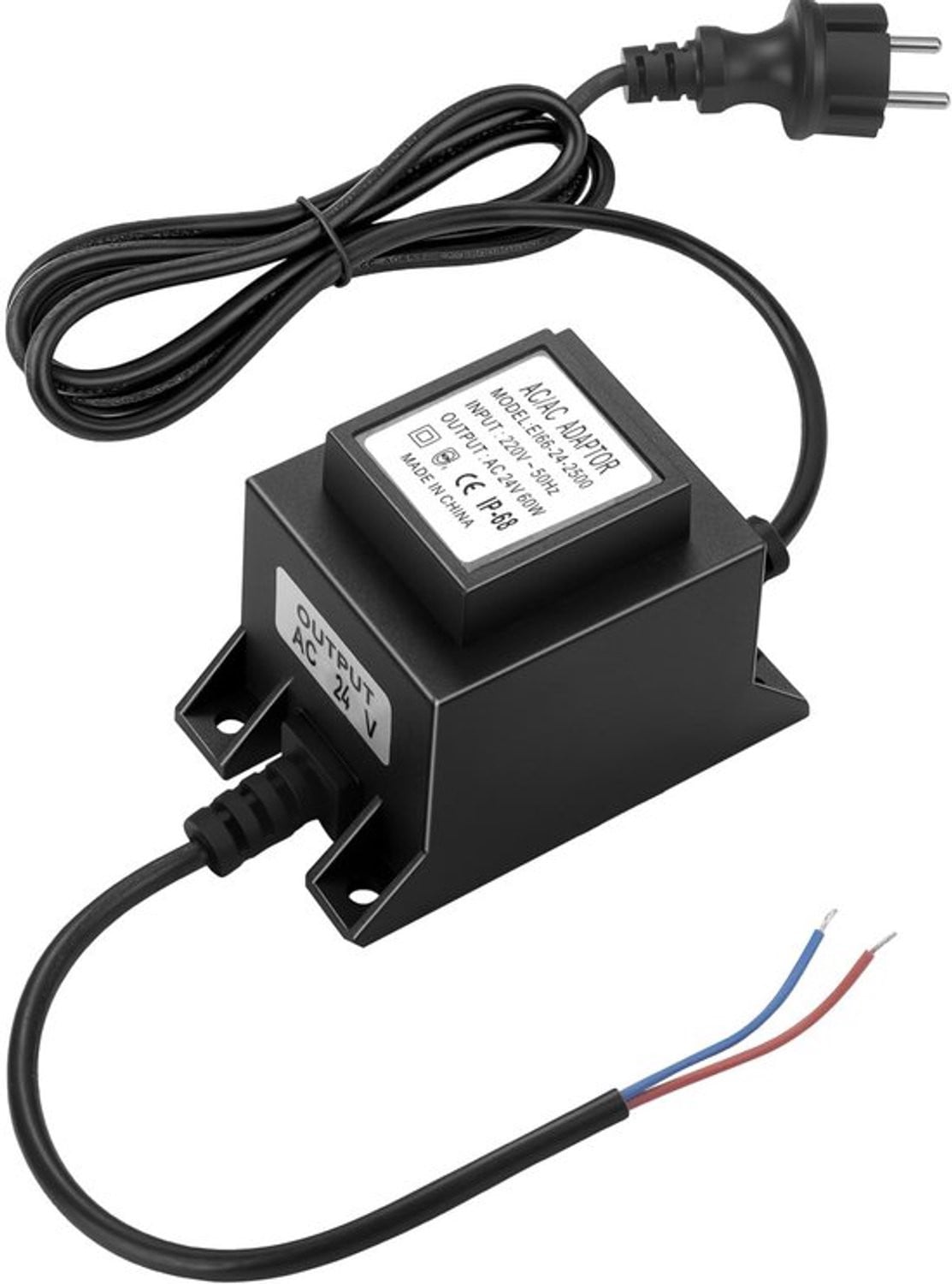 Transformator 230V AC naar 24V AC, 60W 2,5A, IP68 Waterdicht, LED Voeding voor Tuinverlichting, Fontein en Zwembad