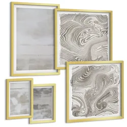 BILDER SET 5er Set - 50x50 cm & 20x30 cm & 40x60 cm Goldrahmen - Abgenutzte Texturen, moderner Stil