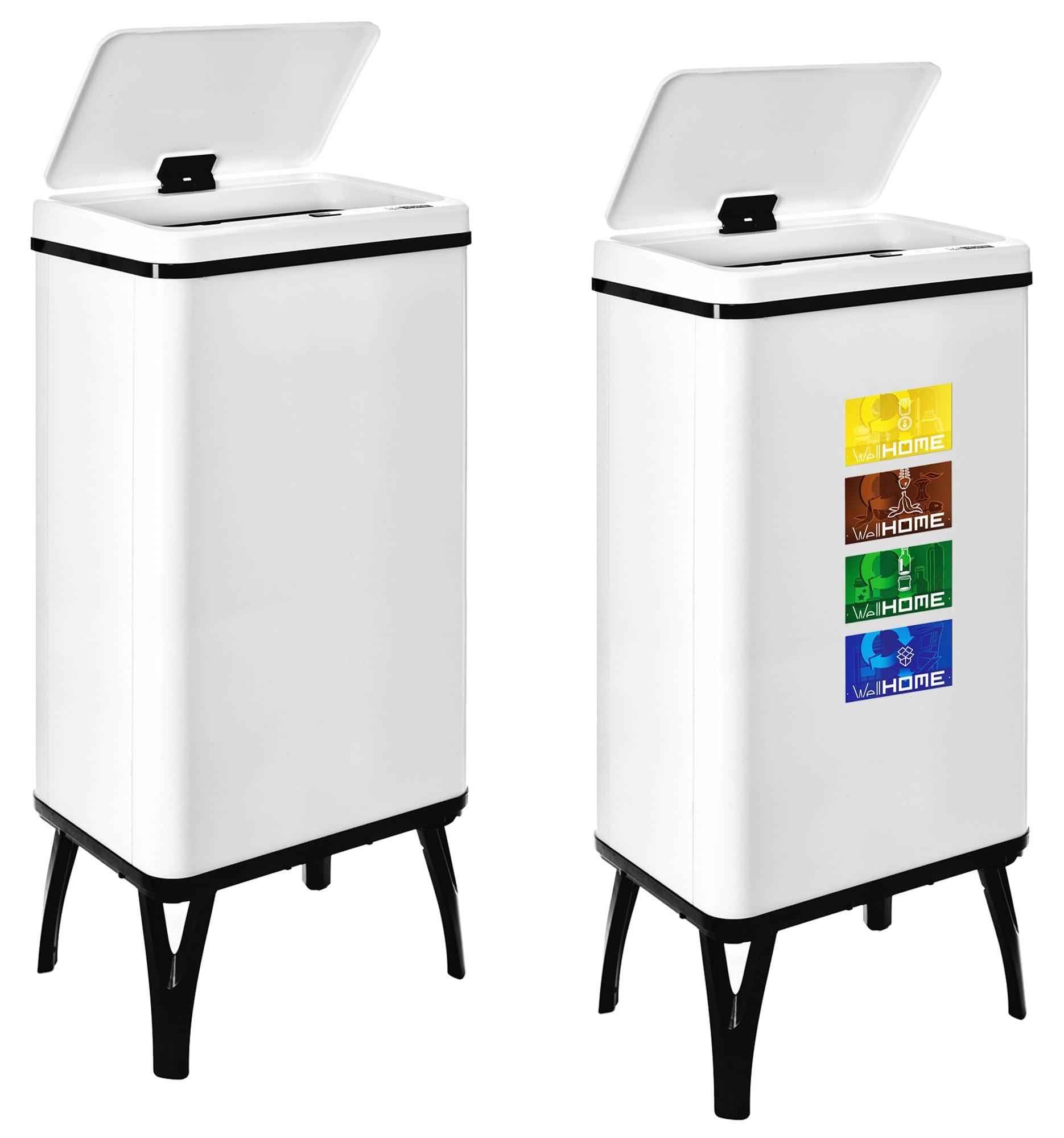 2er-Set Smart Mülleimer 50 l, Weiß, Sensor, 83,5 cm
