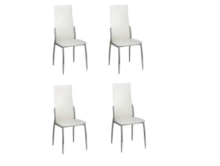 NLQMSU Esszimmerstühle, 4 Stück, weiß, Kunstleder Chromfüße, langlebiges Kunstleder, einfache Reinigung, 110 kg pro Sitz, ergonomisches Design