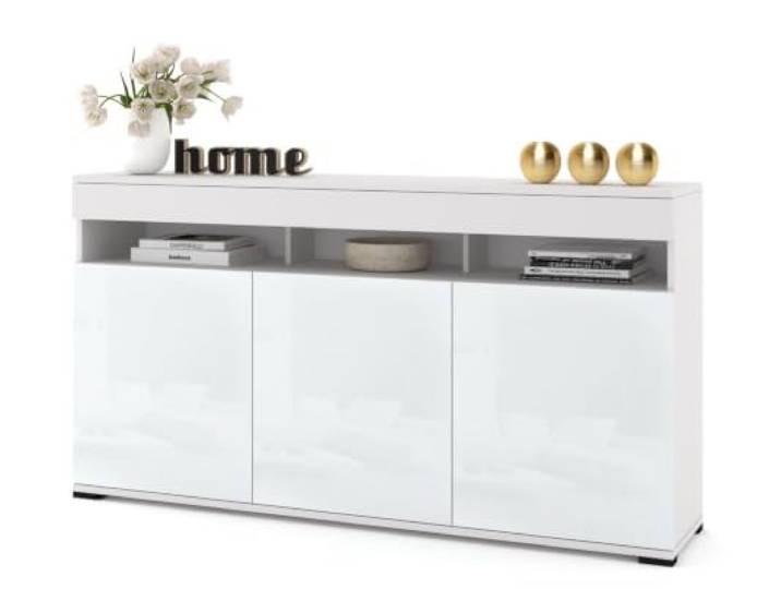 Euro Style Große Kommode FernsehschranSideboard Tv Lowboard 120cm Weiß Matt/Weiß Hochglanz