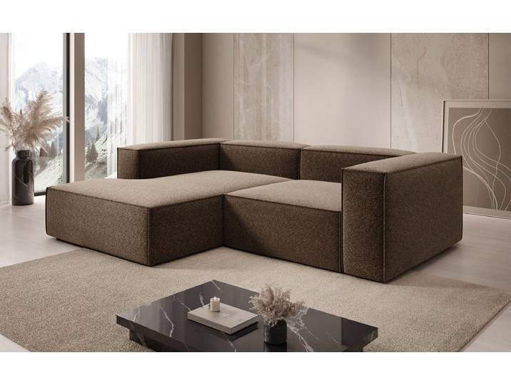 Designer Ecksofa Lesley Mini in Strukturstoff - Safran - Links - Strukturstoff - Luxusbetten24