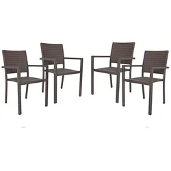 DELUKE Gartenstuhl 4er Set LEIF - Kunststoff, Braun | Stapelstuhl Wetterfest Terrassenstuhl Outdoor Essstühle
