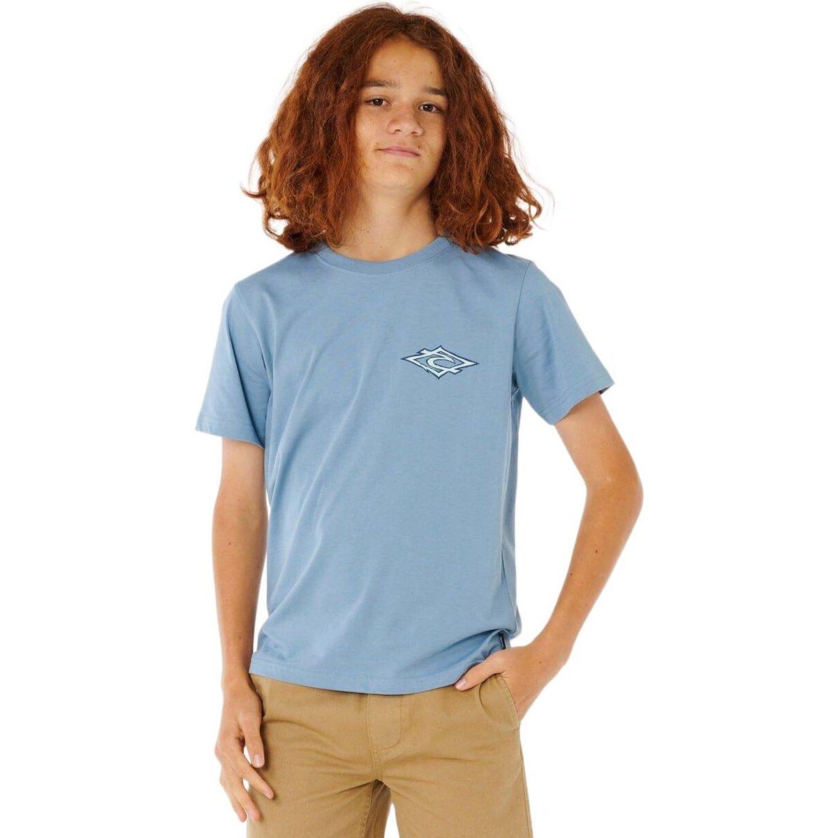 RipCurl Hazey Days Tee-boy faded denim (4737) 14 14BBTE-4737-14