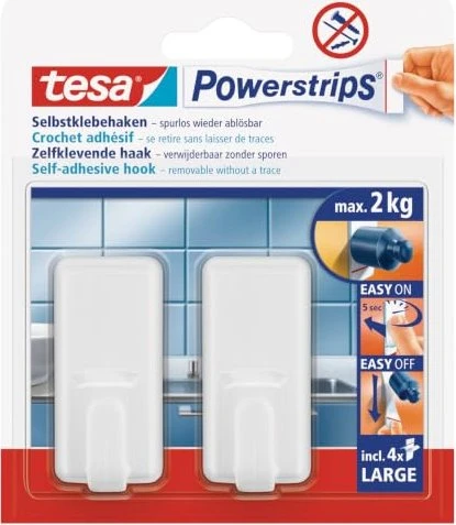 tesa Powerstrips Haken LARGE Classic, weiss