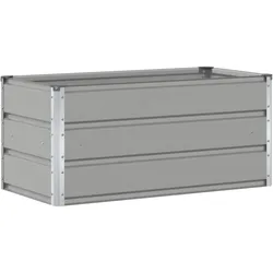 Helloshop26 - Moderne Outdoor-Pflanzkübel Industrie-Design 100 x 50 x 45 cm aus verzinktem Stahl hellgrau