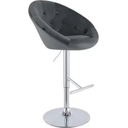 CLP Barhocker London Samt chrom - Farbe: dunkelgrau, Gestellfarbe: chrom