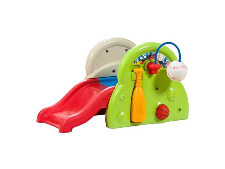 Step2 Sports-Tastic Activity Center Spielgerät mit Rutsche und vielen Spielmöglichkeiten Kinderrutsche, Basketballkorb, Baseball & Schläger aus Kunststoff