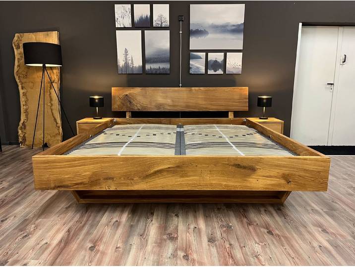Möbel Specht Massivholzbett Lasse (Eiche massiv, bis 300x220cm Liegefläche), Holzkufen