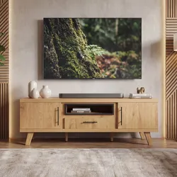 TV Board Lowboard Fernsehschrank Eiche Dekor 150cm TV Schrank Türen Schublade
