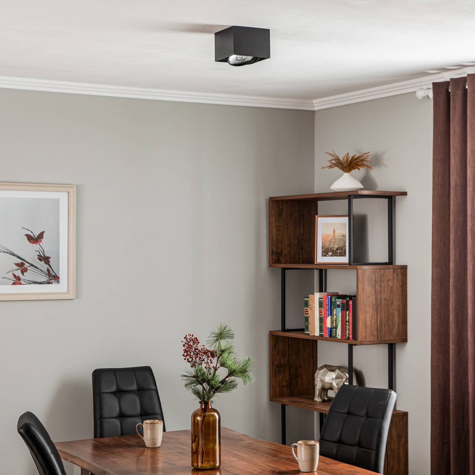Deckenstrahler Ronda, einflammig, schwarz Ronda Argon, dimmbar, schwarz, für Wohn- / Esszimmer, Metall, Modern, Strahler