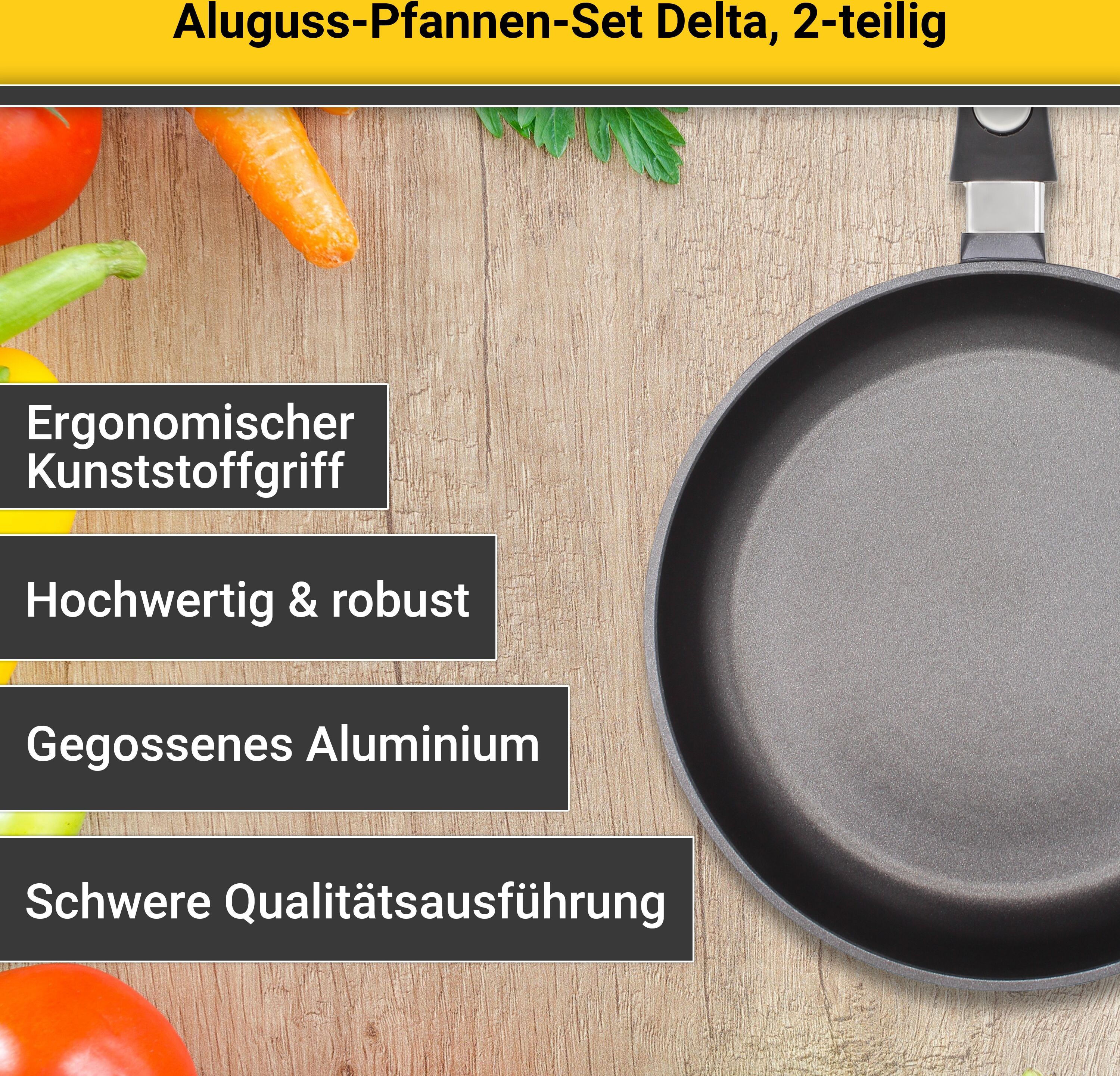 Pfannen-Set KRÜGER "Delta", schwarz, Pfannen, Ø 24/28 cm, Induktion