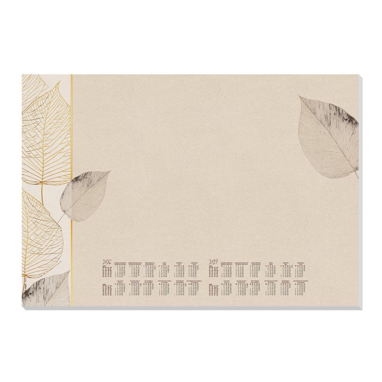 SIGEL Schreibtischunterlage Natural Leaves 2026/2027 creme Papier 59,5 x 41,0 cm, 30 Blatt