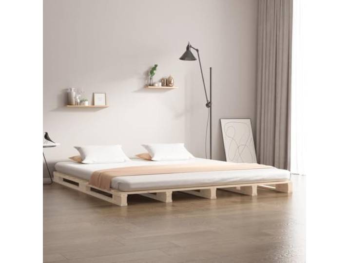 YNGBHFNOP Massives Kiefernholz Palettenbett Modern 160x200 cm Braun Palettenbett 160x200 cm Massivholz Kiefer Bettgestell Holz Lattenrost Stabil Modern