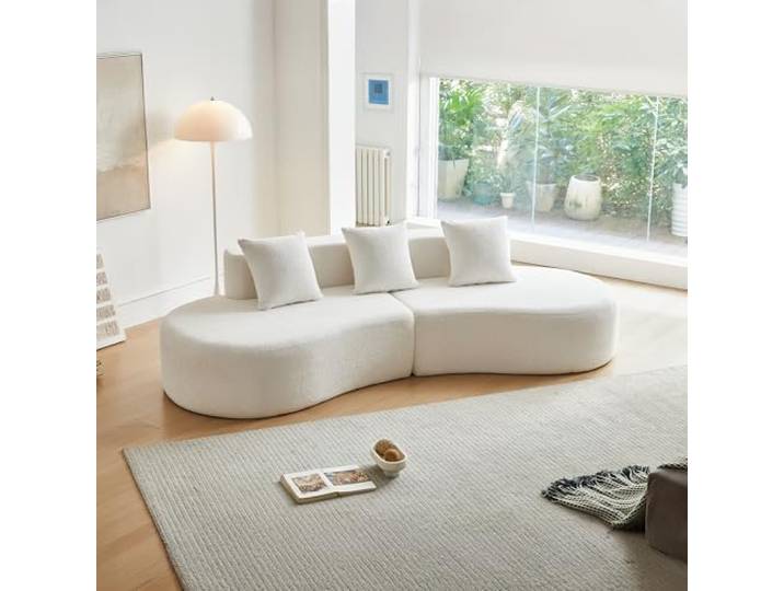 Softa Modern Curved Sectional Sofa, 3 - Sitzer Couch, Bequem und Stylish für Wohnzimmer, Apartment, Home Decor, Einfache Montage Weiß