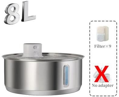 Uplift Treasures Petavista 8L Wireless Stainless Steel Pet Fountain dispenser 8filter