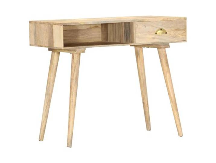 KLGBNCVE Konsolentisch 90x45x75 cm aus Massivem Mangoholz mit Schublade Massives Mangoholz, naturbelassene Optik, Schublade und offenes Fach, robuste Tischplatte, pflegeleichte Oberfläche