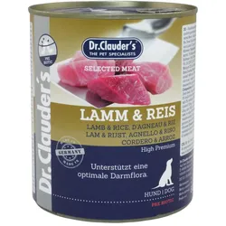 Dr. Clauder's Selected Meat Pre Biotics 800g Dosen Hundenassfutter Lamm & Reis 6x800g