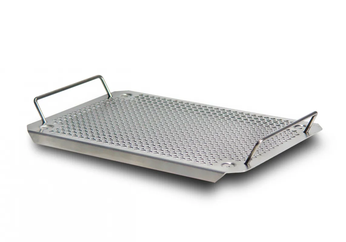 ERMIS MedTech GmbH Edelstahl-Tablett-Container-Einsatz mit Griffen und Füßen, gelocht, 265 x 175 mm ES500.000
