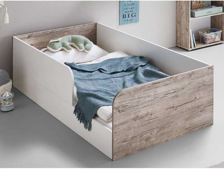 Kinderbett OTTO HOME Bodenbett »Riekke« 90 x 200 cm , weiß (eiche, sand, nachbildung, weiß), B:94cm H:50cm L:204cm, Betten, Kinderbett