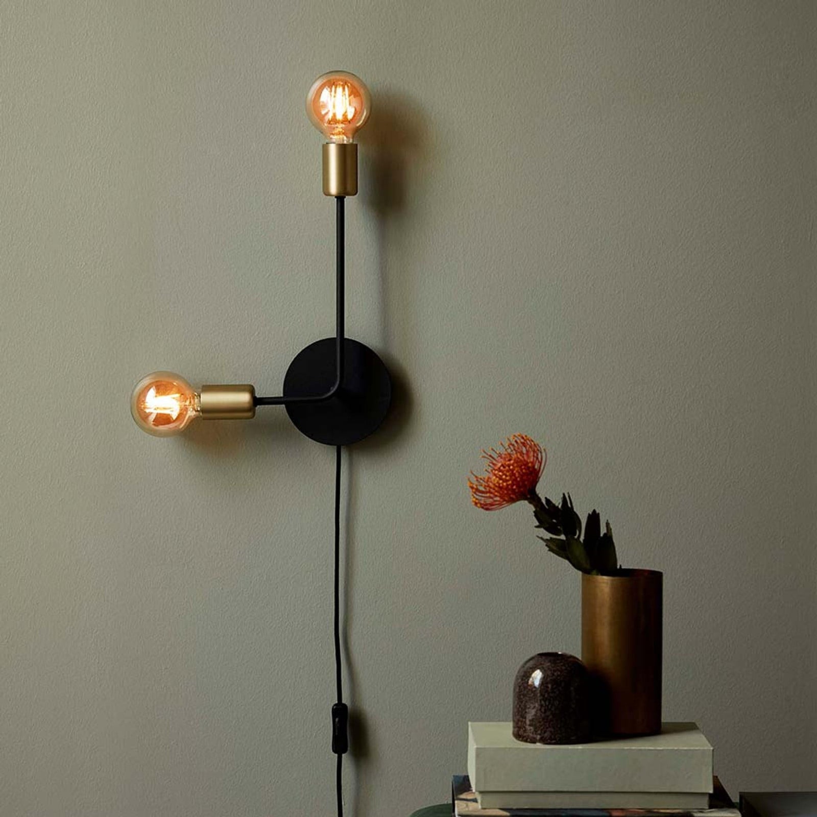Nordlux Josefine Wandlamp, Zwart, E27, IP20