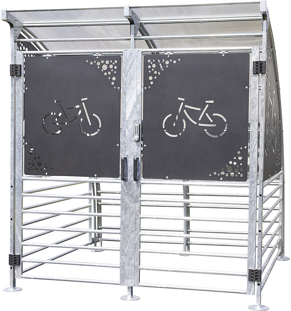 Fahrräderunterstand abschließbar, für 6 Fahrräder, HxB 2360 x 2260 mm, Metalloptik Mottez