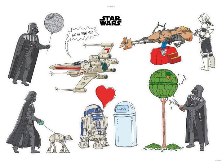 Wandtattoo KOMAR Star Wars Treatment - Grösse 100 x 70 cm , bunt, B:100cm H:70cm, Folie, Wandtattoos, Wandtattoo, selbstklebend, Wandsticker, Kinderzimmer